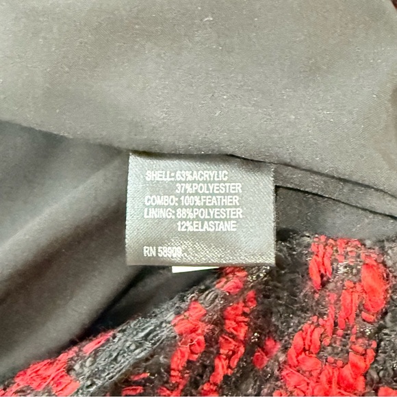 Antonio Melani Size 0 Dalia Tweed Mini Skirt Feather Fringe Hem Red Black NWT - Picture 16 of 16